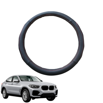 Steering Wheel Cover for BMW X4 2018 - Current (G02) - Black Microfiber Leather - Circle 38 cm