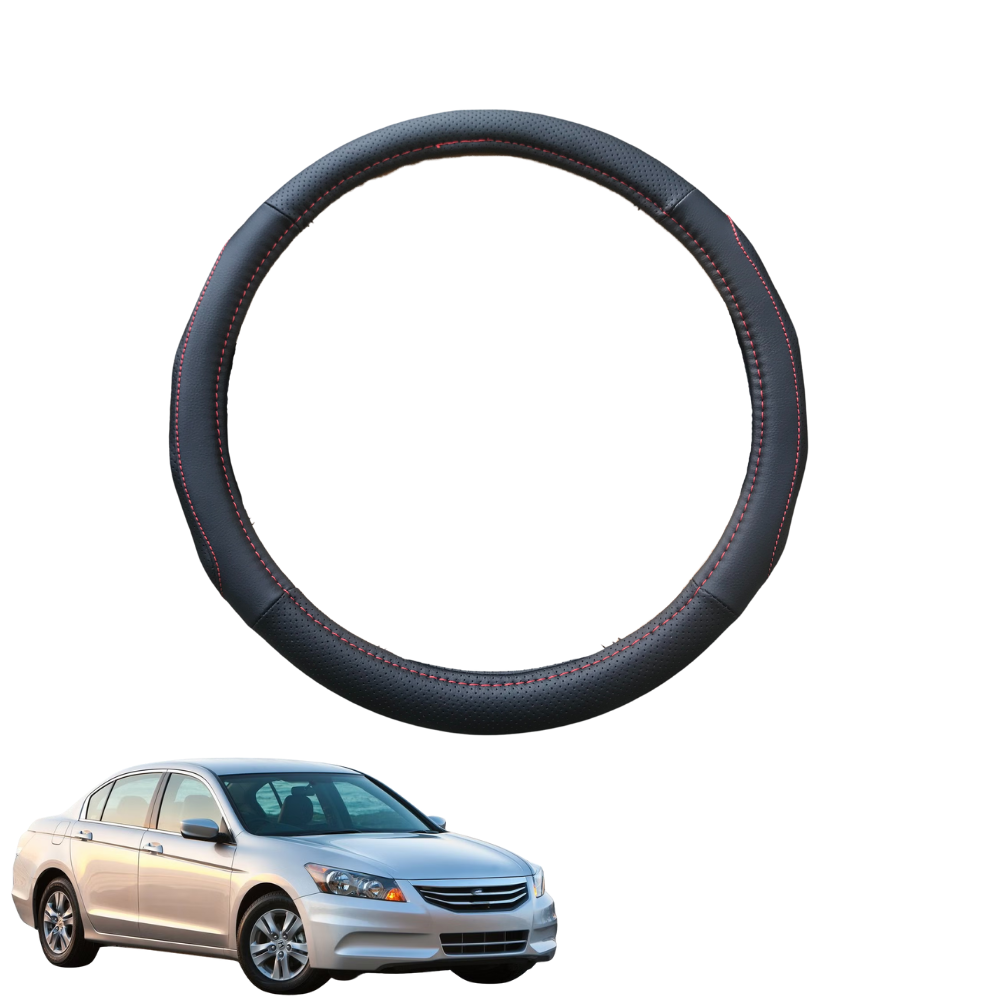 Steering Wheel Cover for Honda Accord 2008 - 2012 (8th Gen) - Black Microfiber Leather - Circle 38 cm