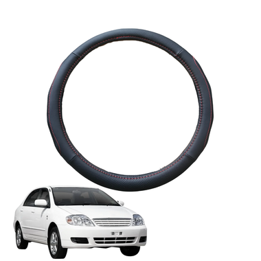Steering Wheel Cover for Toyota Corolla 2002 - 2007 Hatch/Sedan (E120/130) - Black Microfiber Leather - Circle 38 cm