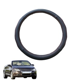 Steering Wheel Cover for VolksWagen EoS 2006 - 2016 1F - Black Microfiber Leather - Circle 38 cm