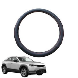 Steering Wheel Cover for Mazda MX-30 2021 - Current C300 - Black Microfiber Leather - Circle 38 cm