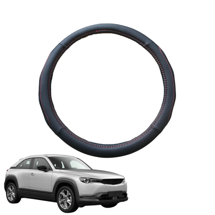 Steering Wheel Cover for Mazda MX-30 2021 - Current C300 - Black Microfiber Leather - Circle 38 cm