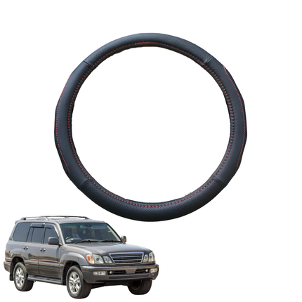 Steering Wheel Cover for Lexus LX 1998 - 2007 (J100) - Black Microfiber Leather - Circle 38 cm