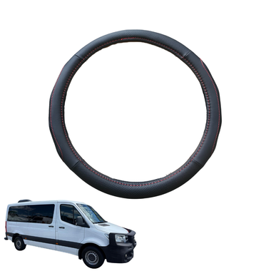 Steering Wheel Cover for Mercedes-Benz Sprinter 2019 - Current (907/910, VS30) - Black Microfiber Leather - Circle 38 cm