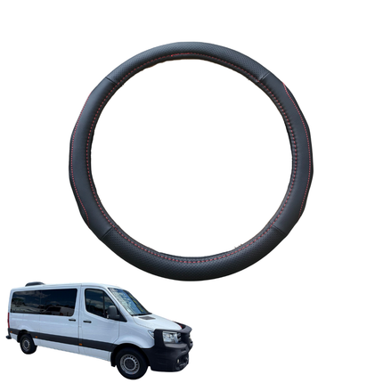 Steering Wheel Cover for Mercedes-Benz Sprinter 2019 - Current (907/910, VS30) - Black Microfiber Leather - Circle 38 cm