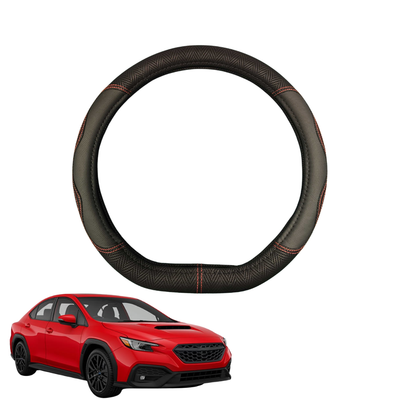 Steering Wheel Cover for Subaru WRX 2022 - Current Auto - Black Microfiber Leather - D-Shape 38 cm