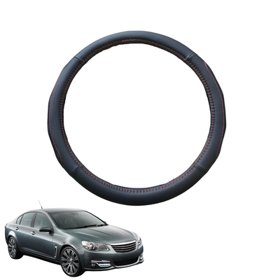 Steering Wheel Cover for Holden Caprice 2013 - 2017 (WN) - Black Microfiber Leather - Circle 38 cm