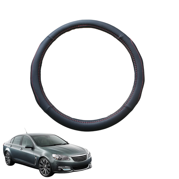 Steering Wheel Cover for Holden Caprice 2013 - 2017 (WN) - Black Microfiber Leather - Circle 38 cm
