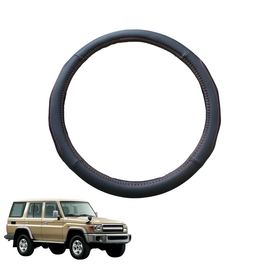 Steering Wheel Cover for Toyota LandCruiser 70 Double Cab 2014 - Current - Black Microfiber Leather - Circle 38 cm