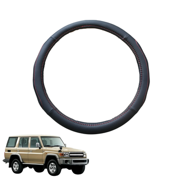 Steering Wheel Cover for Toyota LandCruiser 70 Double Cab 2014 - Current - Black Microfiber Leather - Circle 38 cm