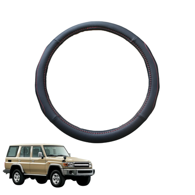 Steering Wheel Cover for Toyota LandCruiser 70 Double Cab 2014 - Current - Black Microfiber Leather - Circle 38 cm