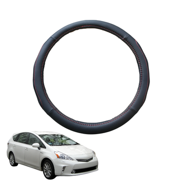 Steering Wheel Cover for Toyota Prius V 2012 - 2021 ZW40 - Black Microfiber Leather - Circle 38 cm