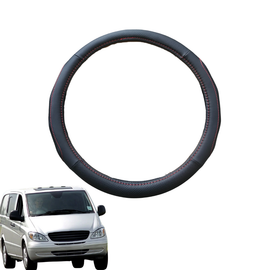Steering Wheel Cover for Mercedes-Benz Vito Van 2003 - 2013 W639 - Black Microfiber Leather - Circle 38 cm