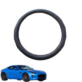 Steering Wheel Cover for Jaguar F-TYPE 2013 - Current (X152) - Black Microfiber Leather - Circle 38 cm