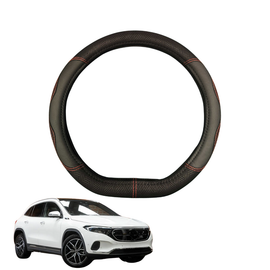 Steering Wheel Cover for Mercedes-Benz EQA SUV 2021 - Current H243 - Black Microfiber Leather - D-Shape 38 cm