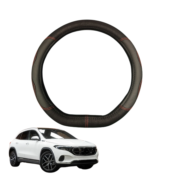 Steering Wheel Cover for Mercedes-Benz EQA SUV 2021 - Current H243 - Black Microfiber Leather - D-Shape 38 cm