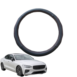 Steering Wheel Cover for Volvo S60 2010 - 2018 (Manual) - Black Microfiber Leather - Circle 38 cm