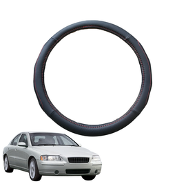 Steering Wheel Cover for Volvo S60 2000 - 2009 (Mk I, Mk I Facelift) - Black Microfiber Leather - Circle 38 cm