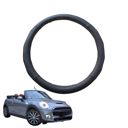 Steering Wheel Cover for MINI Cooper Convertible 2015 - Current (F57) - Black Microfiber Leather - Circle 38 cm