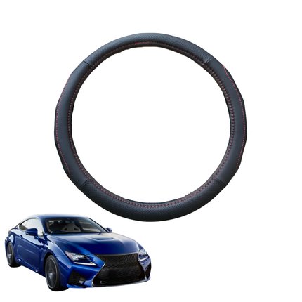Steering Wheel Cover for Lexus RC 2014 - 2021 (10R) - Black Microfiber Leather - Circle 38 cm