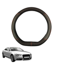 Steering Wheel Cover for Audi A5 S5 RS5 2007 - 2016 F5 - Black Microfiber Leather - D-Shape 38 cm-1