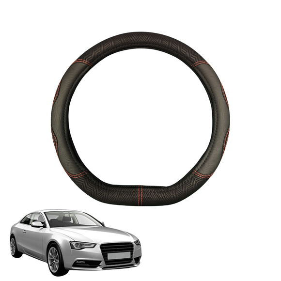 Steering Wheel Cover for Audi A5 S5 RS5 2007 - 2016 F5 - Black Microfiber Leather - D-Shape 38 cm