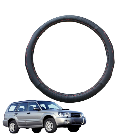 Steering Wheel Cover for Subaru Forester 2002 - 2008 (SG 79V) - Black Microfiber Leather - Circle 38 cm