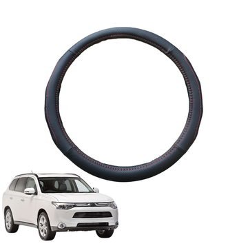 Steering Wheel Cover for Mitsubishi Outlander 2018 - 2021 (ZJ/ZK/ZL) - Black Microfiber Leather - Circle 38 cm