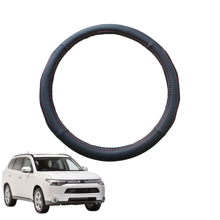Steering Wheel Cover for Mitsubishi Outlander 2018 - 2021 (ZJ/ZK/ZL) - Black Microfiber Leather - Circle 38 cm