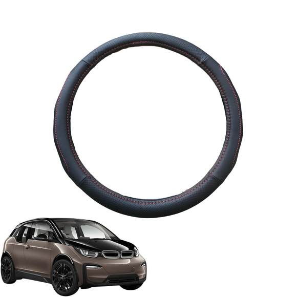 Steering Wheel Cover for BMW i3 2014 - 2021 (I01) - Black Microfiber Leather - Circle 38 cm