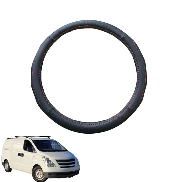 Steering Wheel Cover for Hyundai iLoad 2007 - Current TQ - Black Microfiber Leather - Circle 38 cm