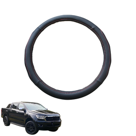 Steering Wheel Cover for Ford Ranger 2022 - Current PX Mk3 - Black Microfiber Leather - Circle 38 cm