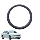 Steering Wheel Cover for Honda City 2007 - 2014 GM2, GM3 - Black Microfiber Leather - Circle 38 cm-1
