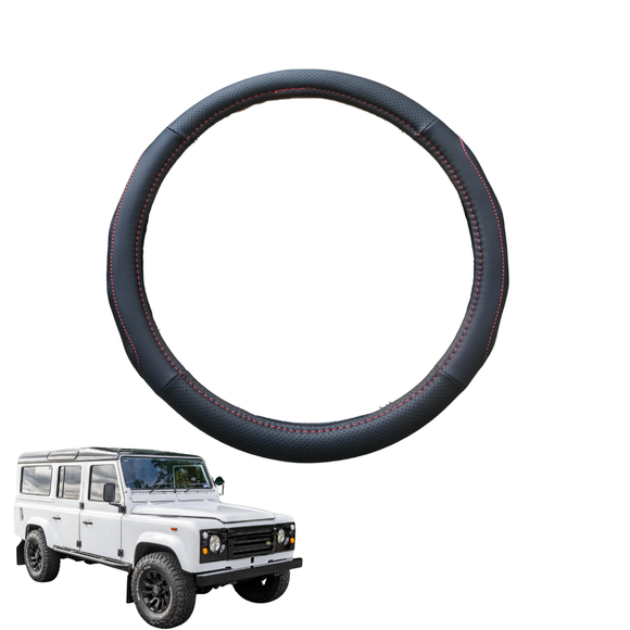 Steering Wheel Cover for Land Rover Defender 110 1990 - 2007 - Black Microfiber Leather - Circle 38 cm
