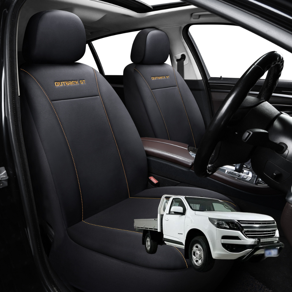 Car Front Seat Cover for Holden Colorado Ute Single Cab 2012 - 2016 RG, VF - Black