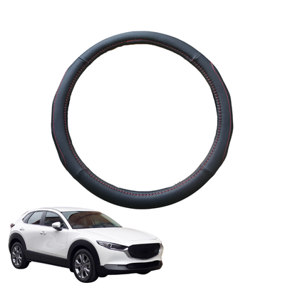 Steering Wheel Cover for Mazda CX-30 2019 - Current (DM) - Black Microfiber Leather - Circle 38 cm