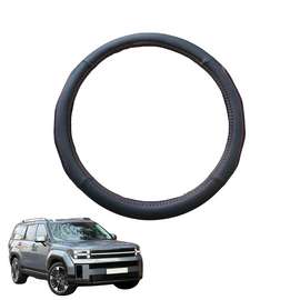 Steering Wheel Cover for Hyundai Santa Fe Hybrid 2024 - Current (7 Seater) - Black Microfiber Leather - Circle 38 cm