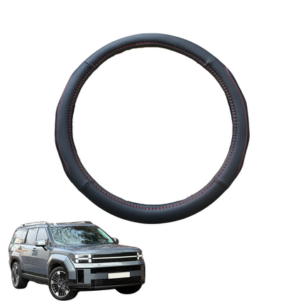 Steering Wheel Cover for Hyundai Santa Fe Hybrid 2024 - Current (7 Seater) - Black Microfiber Leather - Circle 38 cm