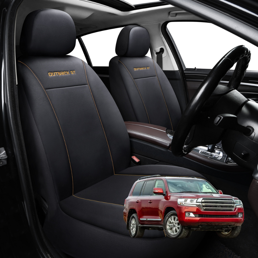 Car Front Seat Cover for Toyota LandCruiser 200 2012 - 2021 (Sahara) - Black