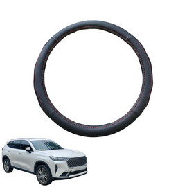 Steering Wheel Cover for GWM Haval H6 2011 - 2017 - Black Microfiber Leather - Circle 38 cm