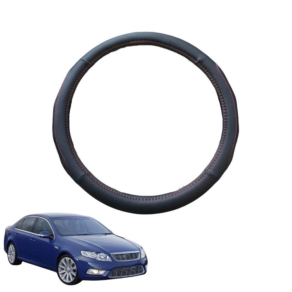 Steering Wheel Cover for Ford Falcon 2008 - 2014 (FG) - Black Microfiber Leather - Circle 38 cm