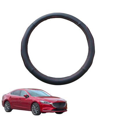 Steering Wheel Cover for Mazda 6 2002 - 2008 GG, GH, GY, GH1 - Black Microfiber Leather - Circle 38 cm