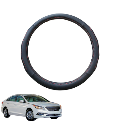 Steering Wheel Cover for Hyundai Sonata 2015 - 2020 LF - Black Microfiber Leather - Circle 38 cm