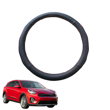 Steering Wheel Cover for Kia Niro 2016 - 2022 (DE) - Black Microfiber Leather - Circle 38 cm