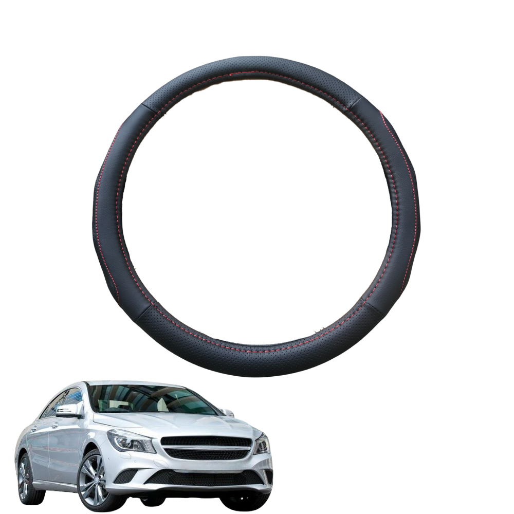 Steering Wheel Cover for Mercedes-Benz CLA-Class 2013 - 2019 (C117) - Black Microfiber Leather - Circle 38 cm