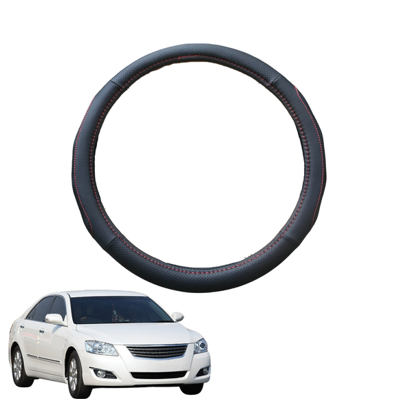 Steering Wheel Cover for Toyota Aurion 2006 - 2012 (XV40) - Black Microfiber Leather - Circle 38 cm