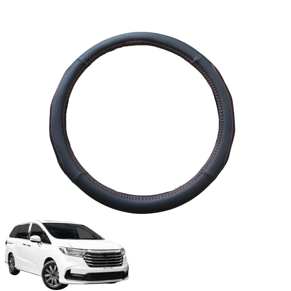 Steering Wheel Cover for Honda Odyssey 2021 - Current 7 Seater (Vi LX7) - Black Microfiber Leather - Circle 38 cm