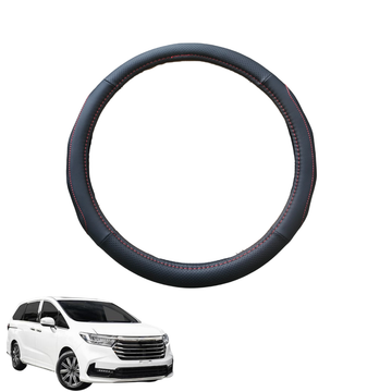 Steering Wheel Cover for Honda Odyssey 2021 - Current 7 Seater (Vi LX7) - Black Microfiber Leather - Circle 38 cm