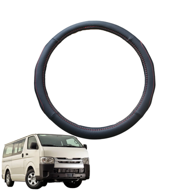 Steering Wheel Cover for Toyota Hiace Van 2005 - 2018 (SLWB) - Black Microfiber Leather - Circle 38 cm