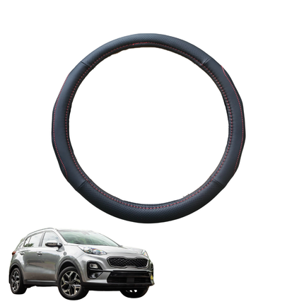Steering Wheel Cover for Kia Sportage 2016 - 2021 (QL) - Black Microfiber Leather - Circle 38 cm